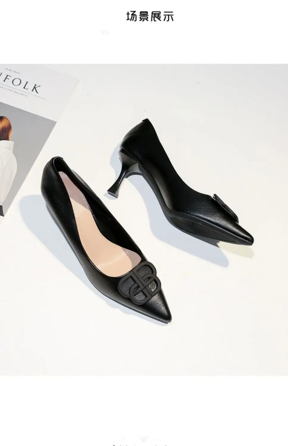 French Style Elegant High Heels Women's Stiletto-heeled Comfortable Fashion Shoes with Pointed Toe Square Buckle Shallow Tight Foot-free Spring and Autumn Single-layer Shoes — feature 8