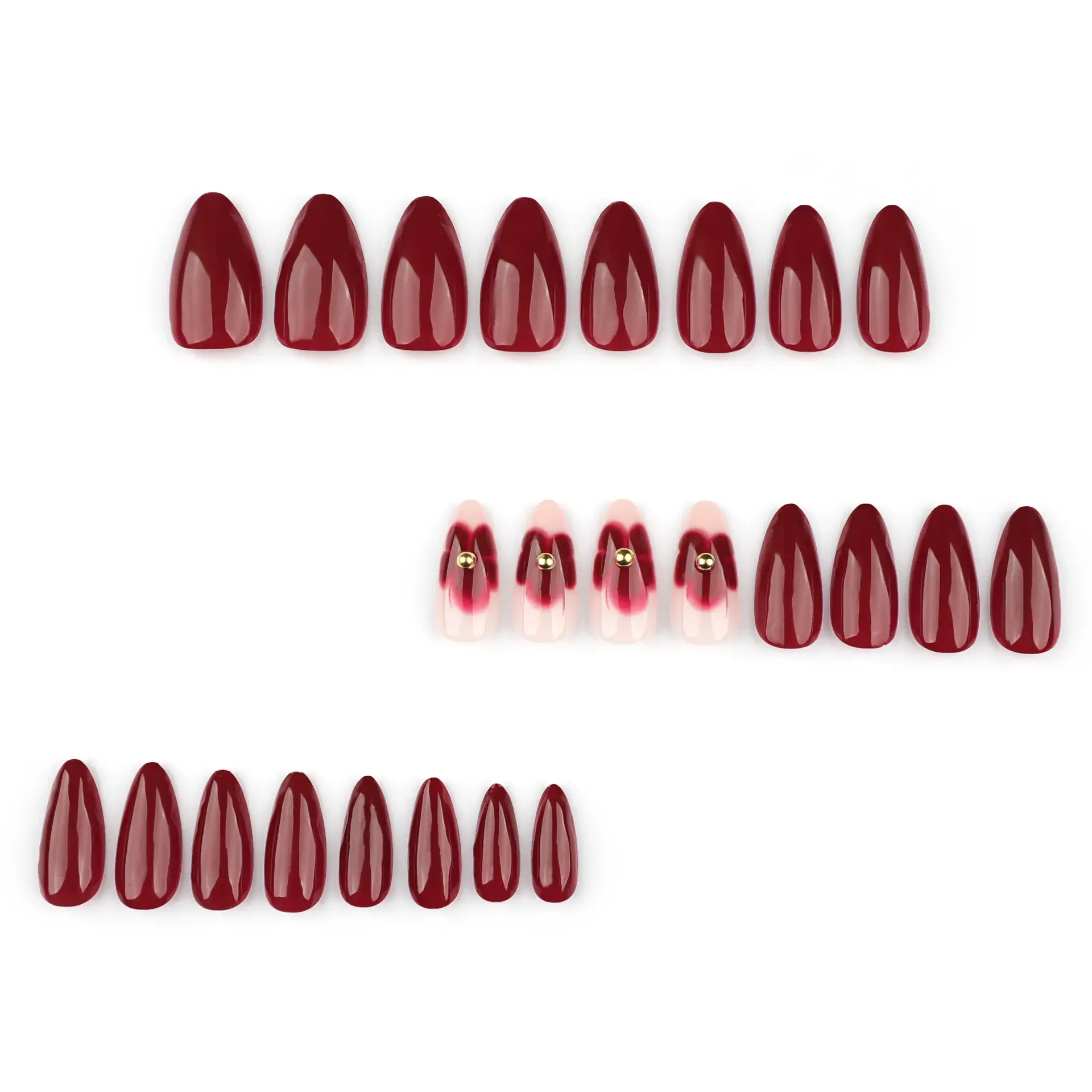 Simple Red Atmospheric Wearable Fake Nails Wholesale - Image 2