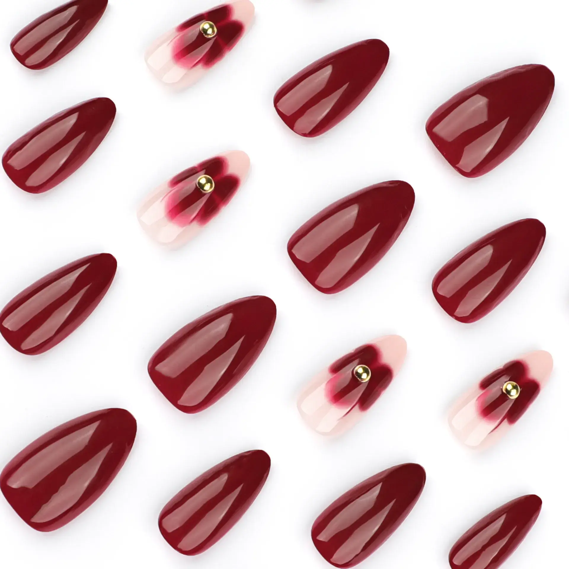 Simple Red Atmospheric Wearable Fake Nails Wholesale - Image 3
