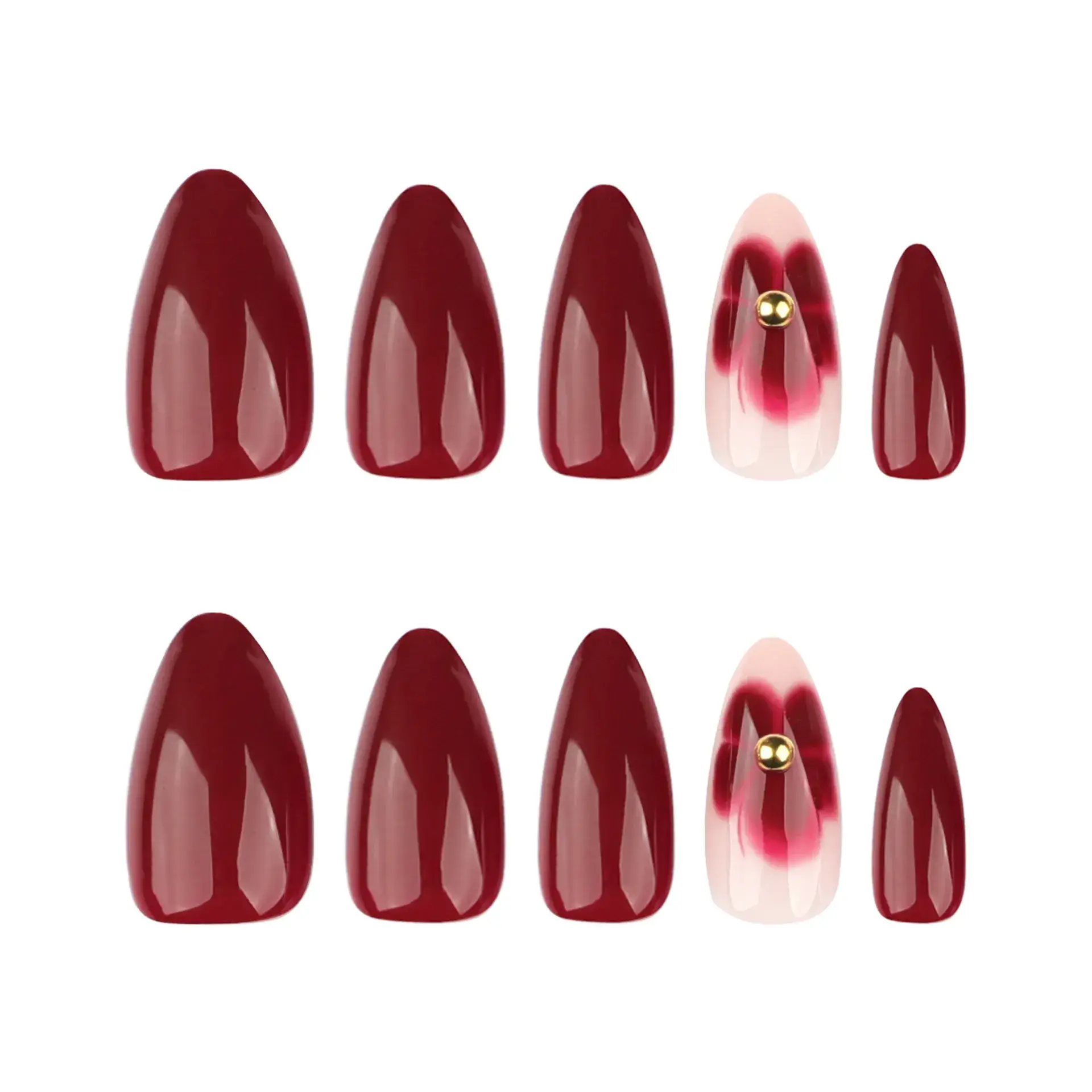 Simple Red Atmospheric Wearable Fake Nails Wholesale - Image 5
