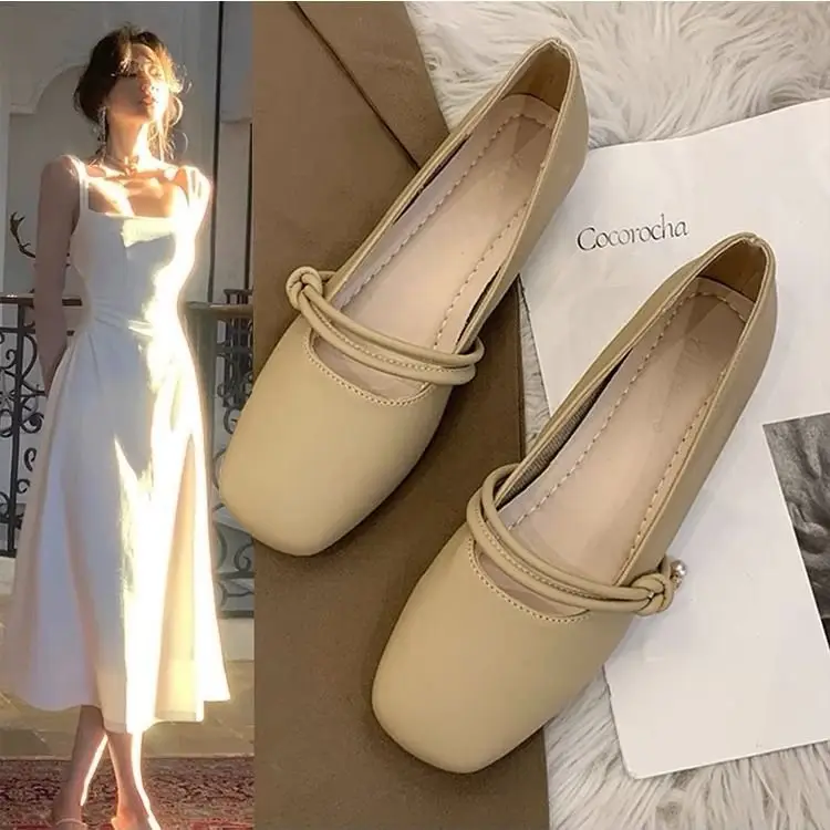 Mary Jane Fairy with Skirt Shallow Mouth Single-layer Shoes Women's 2025 Spring New Late Evening Style Gentle Flat Granny Pumps