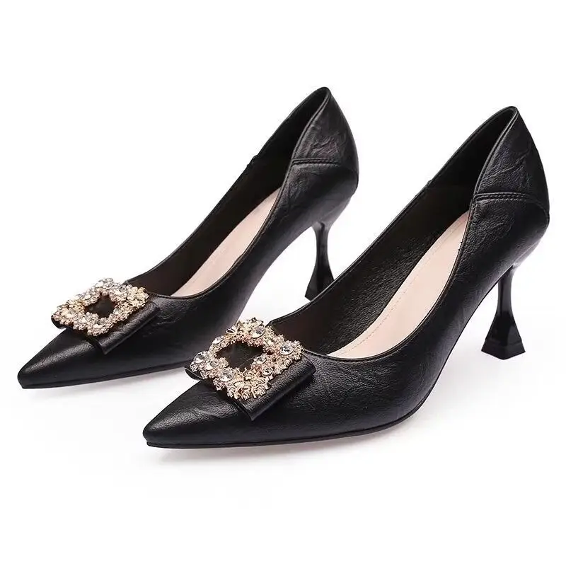 French Style Elegant High Heels Women's Spring and Autumn New Stiletto Heel Sexy Fashion All-match Pointed Toe Work Shoes Shallow Mouth Single-layer Shoes for Women - Image 9