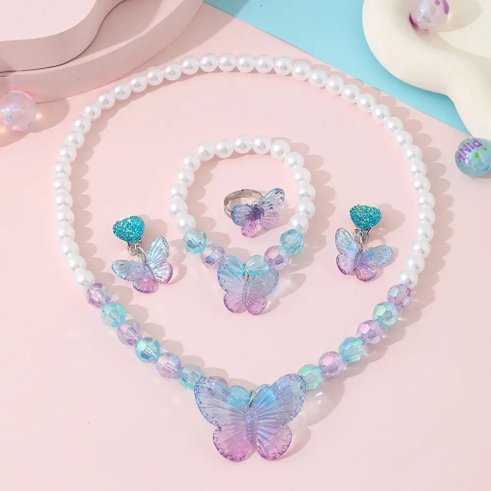 Children's Mermaid Tail Necklace Set with Earrings - Image 2