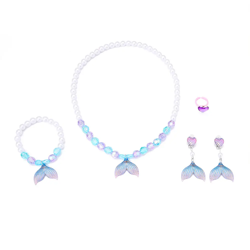 Children's Mermaid Tail Necklace Set with Earrings - Image 5