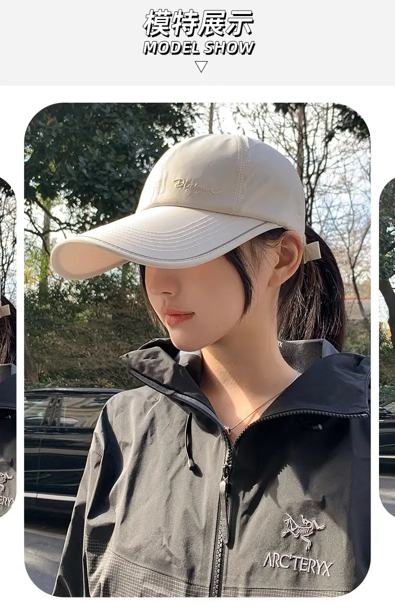Women Sunscreen Cap UV50+ Quick Dry Light Gray — feature 23