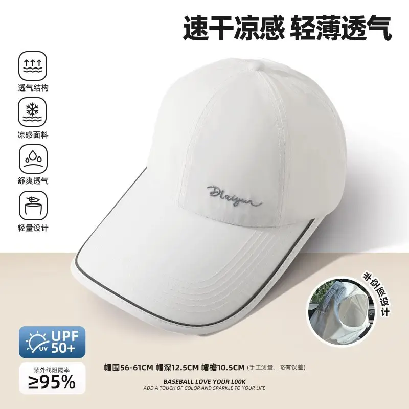 Women Sunscreen Cap UV50+ Quick Dry Light Gray - Image 2