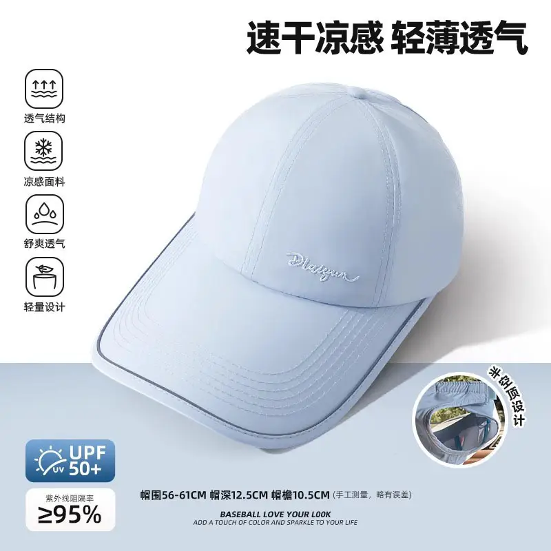 Women Sunscreen Cap UV50+ Quick Dry Light Gray - Image 5