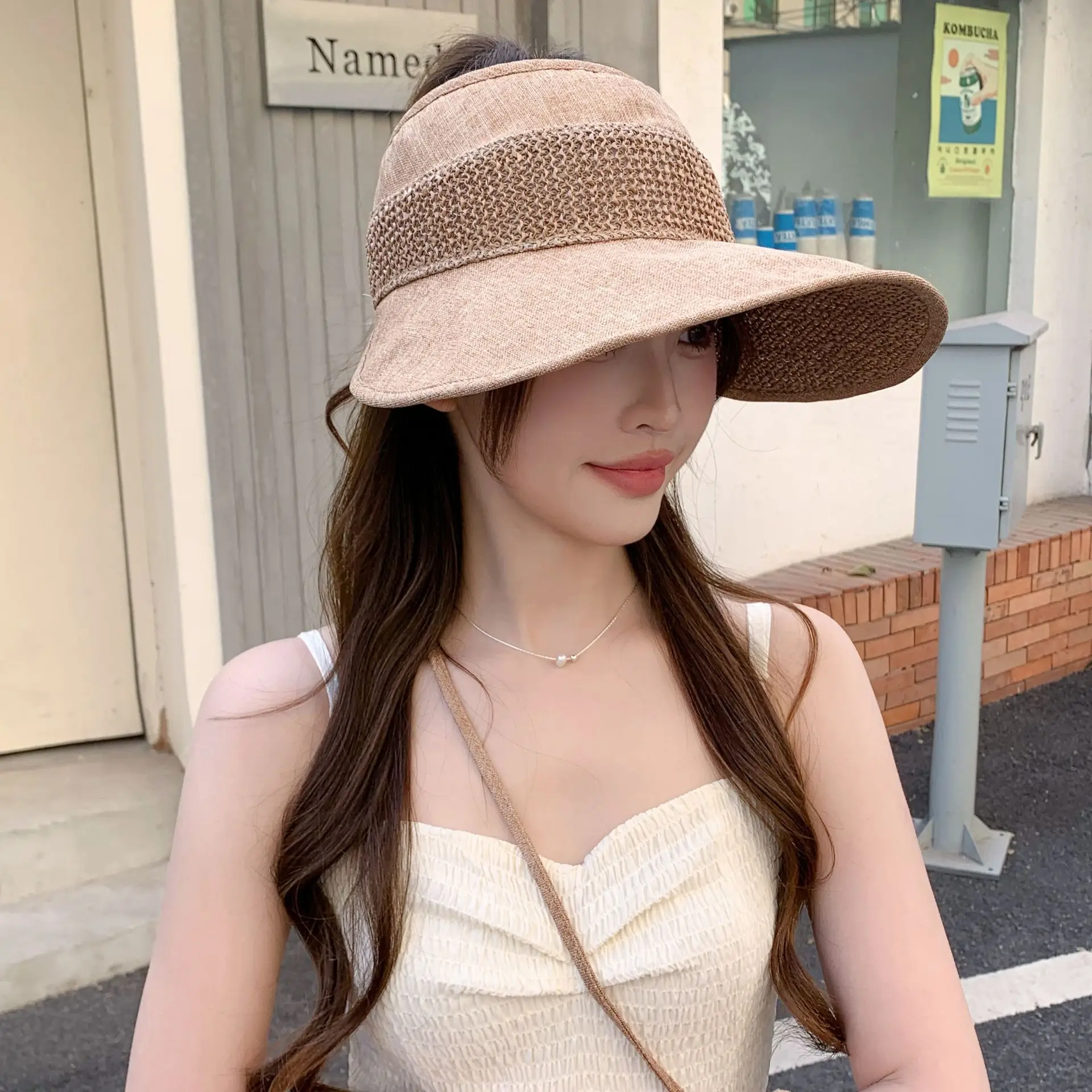 Women's Straw Hat with Bow for Summer Sunscreen — feature 4
