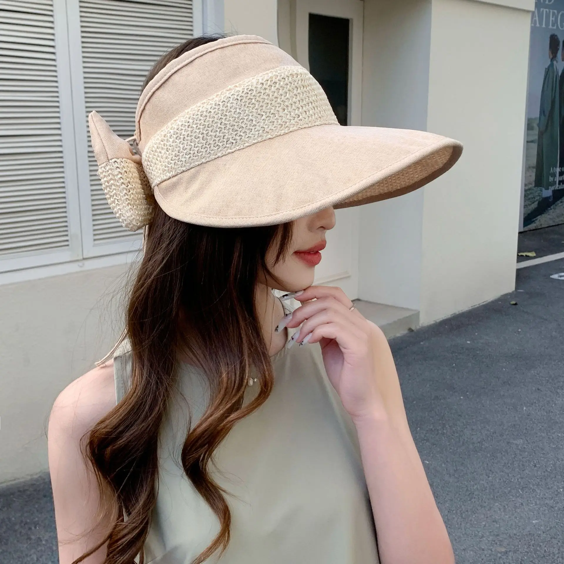 Women's Straw Hat with Bow for Summer Sunscreen — feature 8