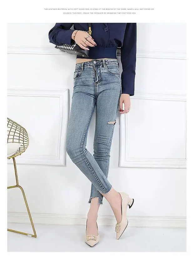 Spring and Autumn New Two-Wear Shallow Mouth Shoes Women's Work Shoes with Square Buckle Rhinestone Thick Heel Mid-Heel Pointed All-Match High Heels for Women — feature 13