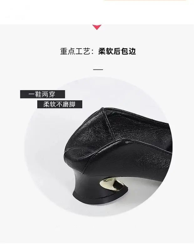Spring and Autumn New Two-Wear Shallow Mouth Shoes Women's Work Shoes with Square Buckle Rhinestone Thick Heel Mid-Heel Pointed All-Match High Heels for Women — feature 5