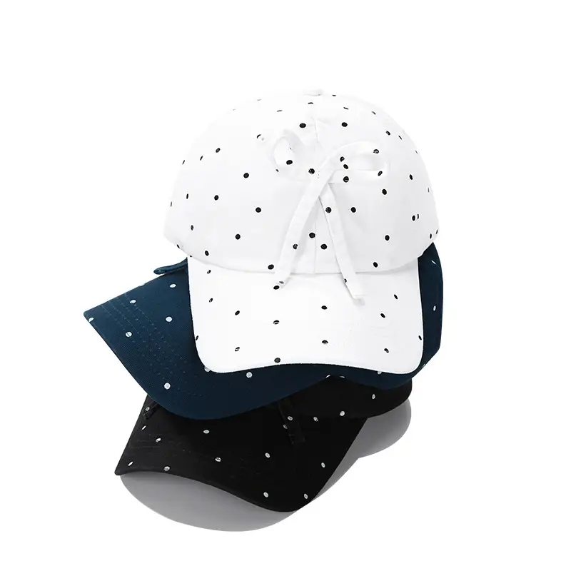 Blue Polka Dot Bow Cap for Kids Summer Wear - Image 6
