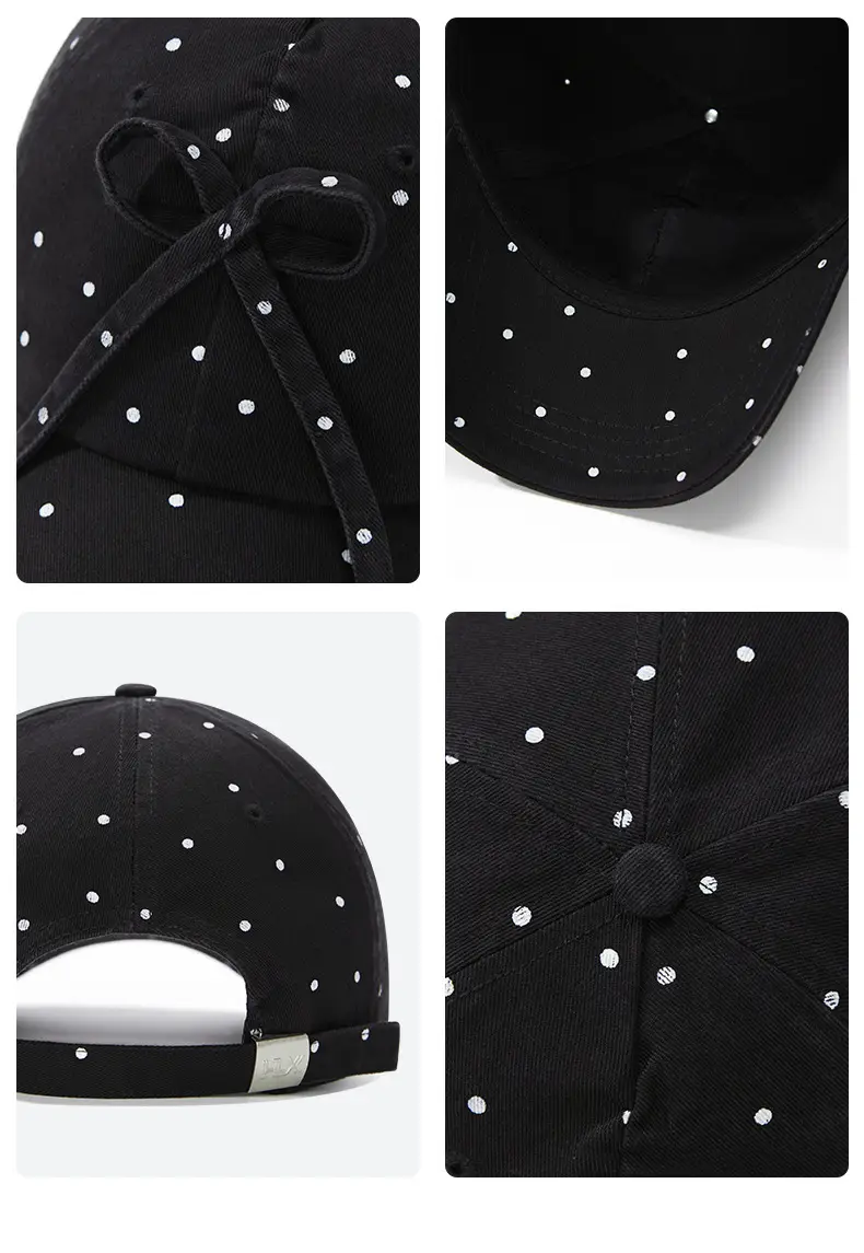 Blue Polka Dot Bow Cap for Kids Summer Wear — feature 3
