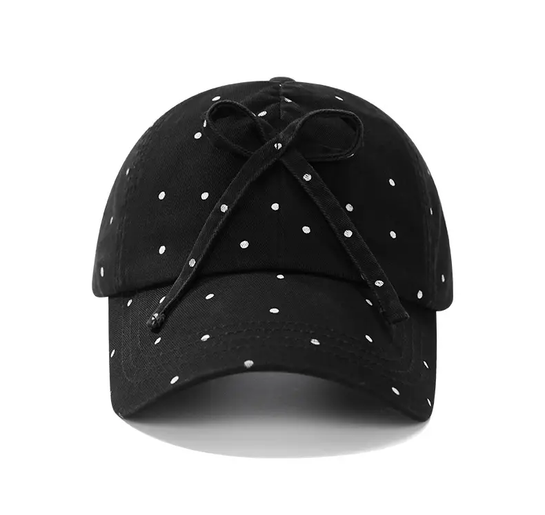 Blue Polka Dot Bow Cap for Kids Summer Wear — feature 4