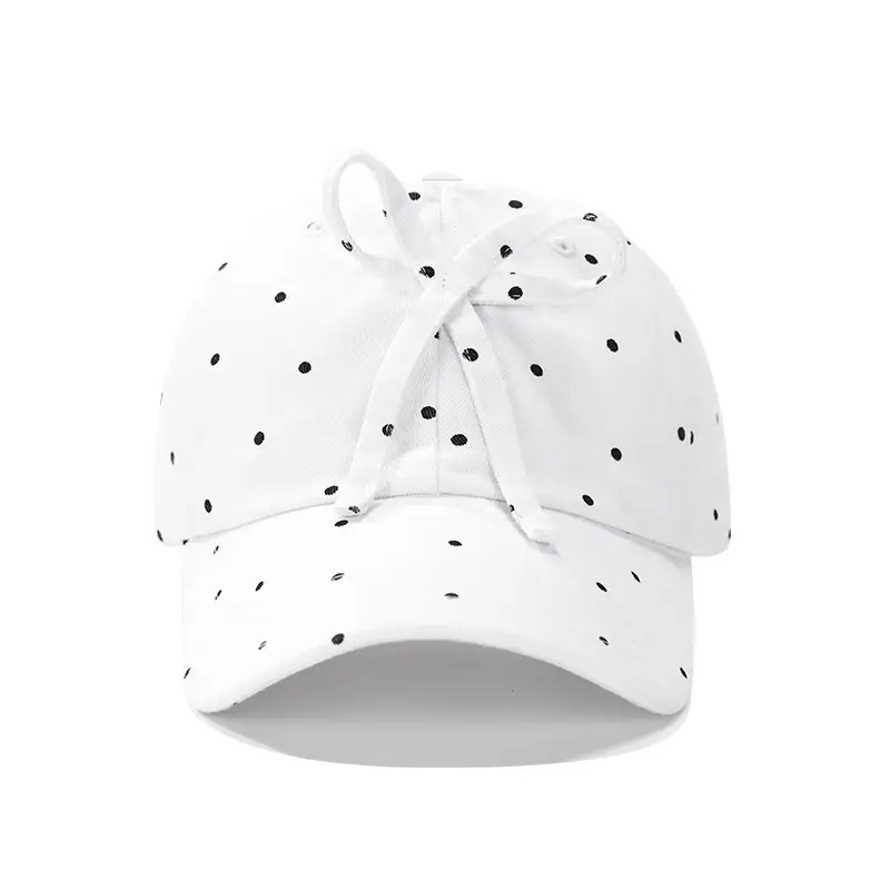 Blue Polka Dot Bow Cap for Kids Summer Wear - Image 3