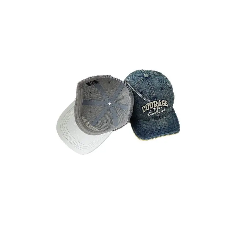 Children's Blue Vintage Denim Baseball Cap with "Courage" Embroidery