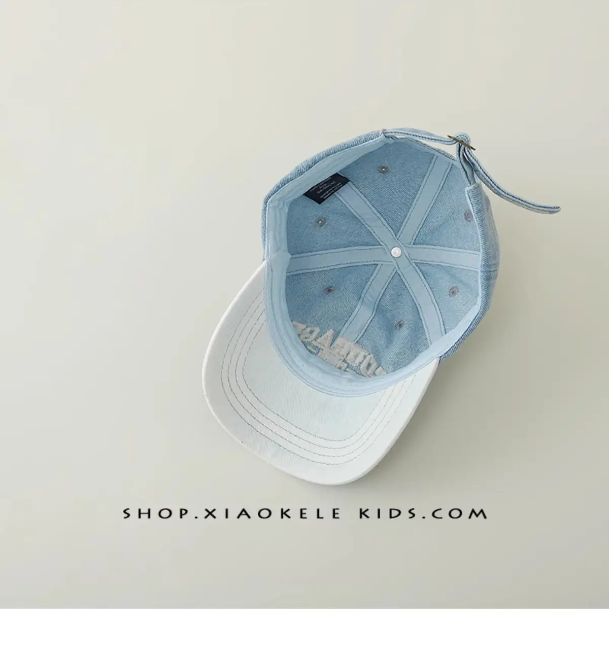 Children's Blue Vintage Denim Baseball Cap with "Courage" Embroidery — feature 12
