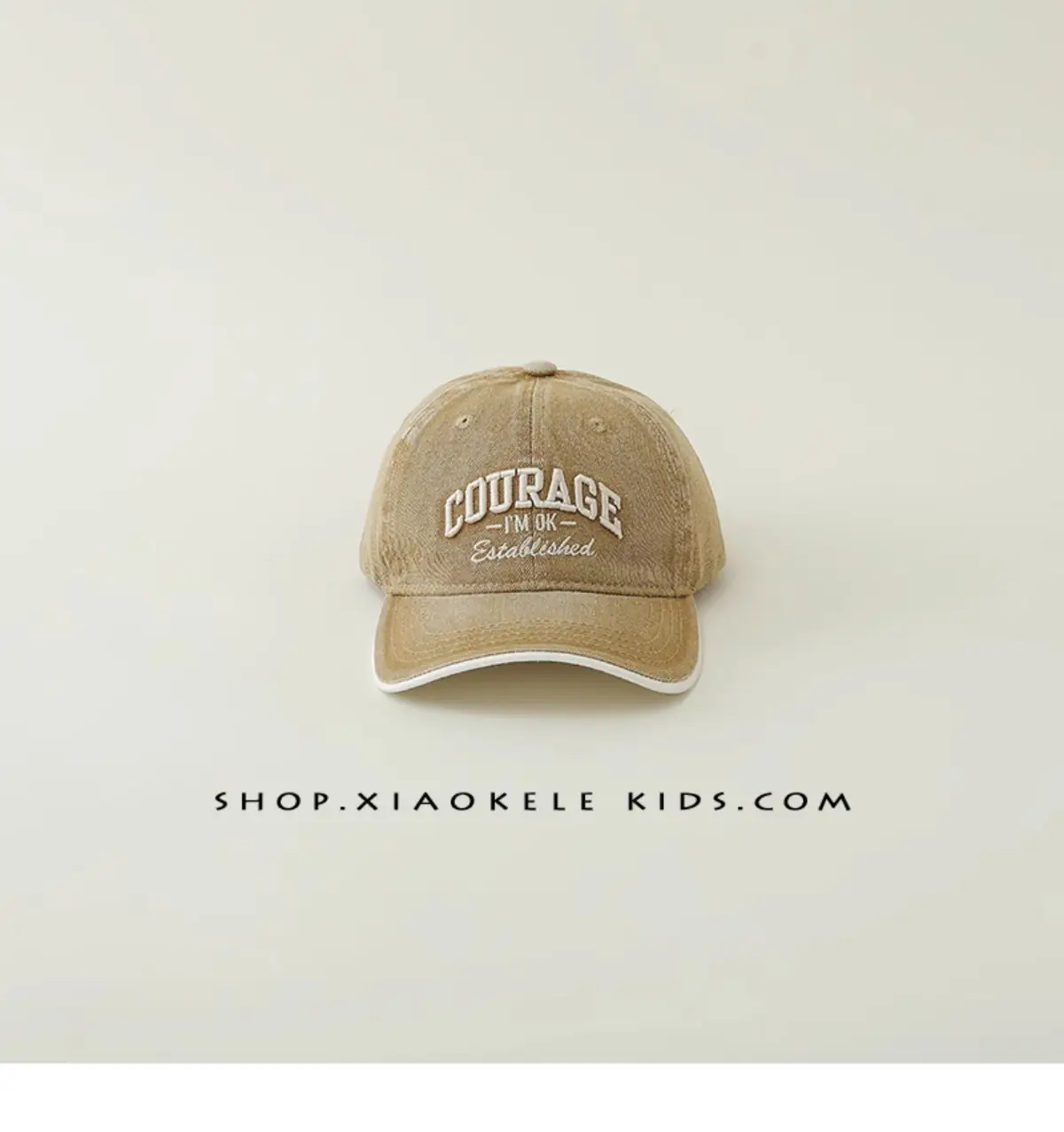 Children's Blue Vintage Denim Baseball Cap with "Courage" Embroidery — feature 15