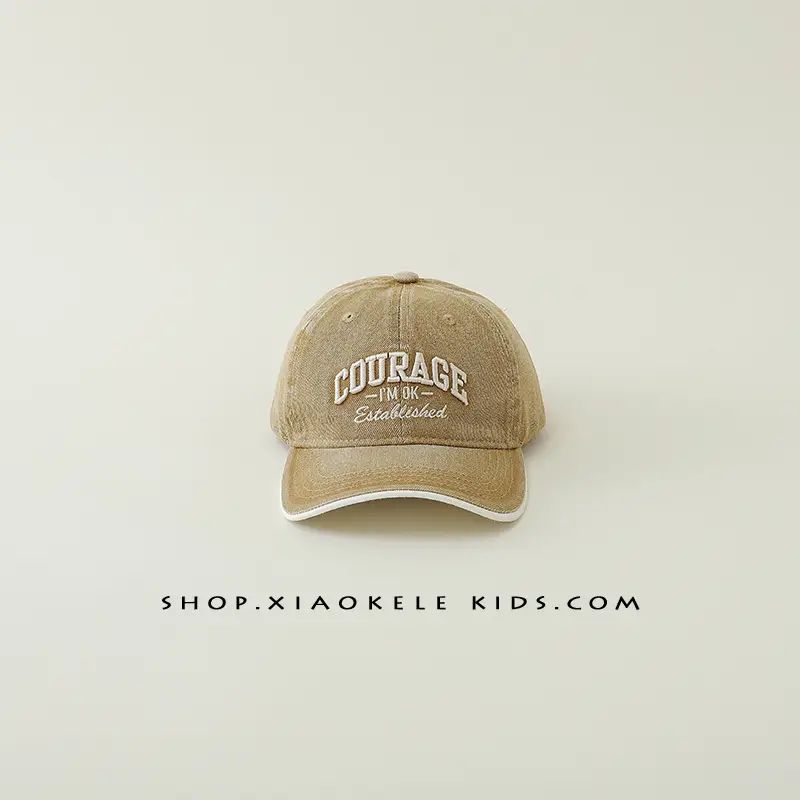 Children's Blue Vintage Denim Baseball Cap with "Courage" Embroidery
