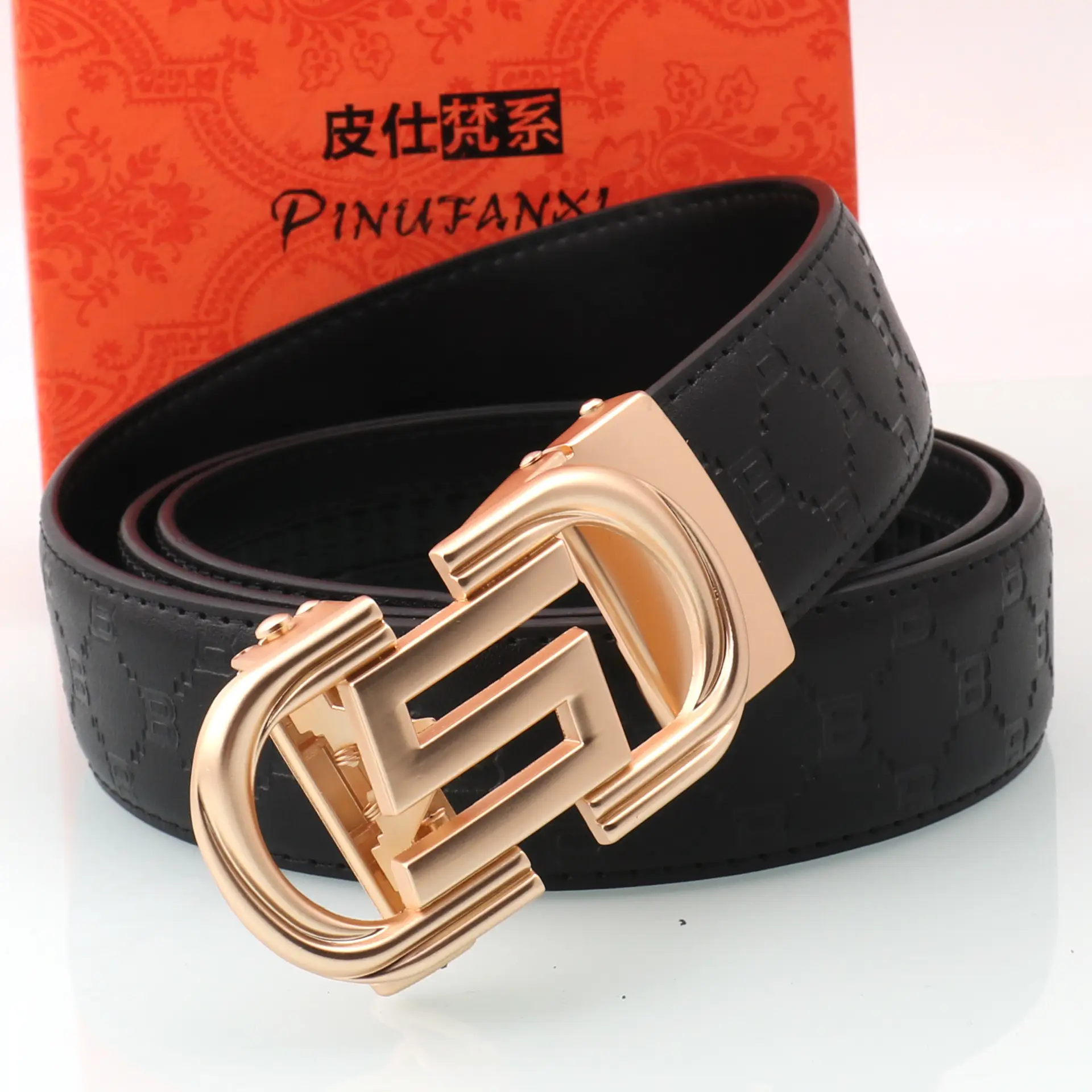 Men's Luxury Embossed Belt with Automatic Buckle — feature 15