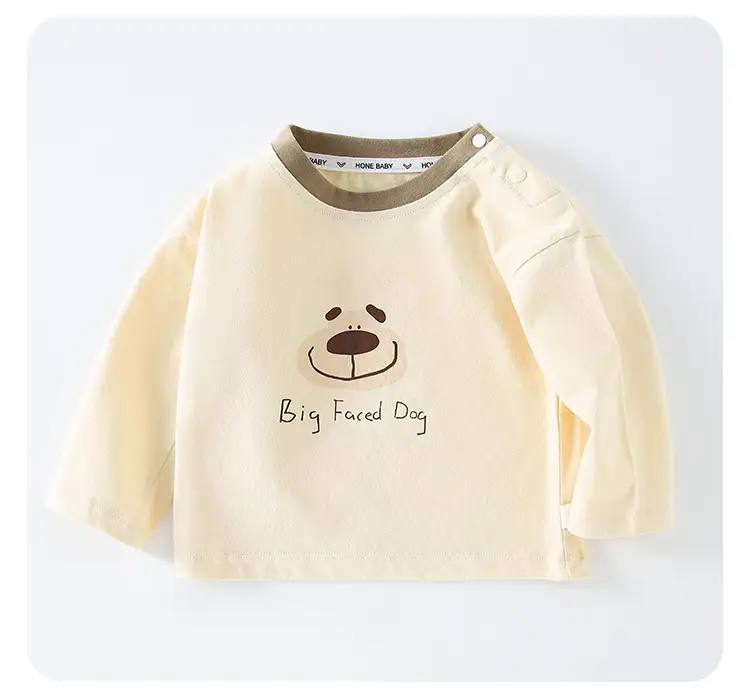 Cotton Long Sleeve Baby T-Shirt Yellow Bear Print — feature 10