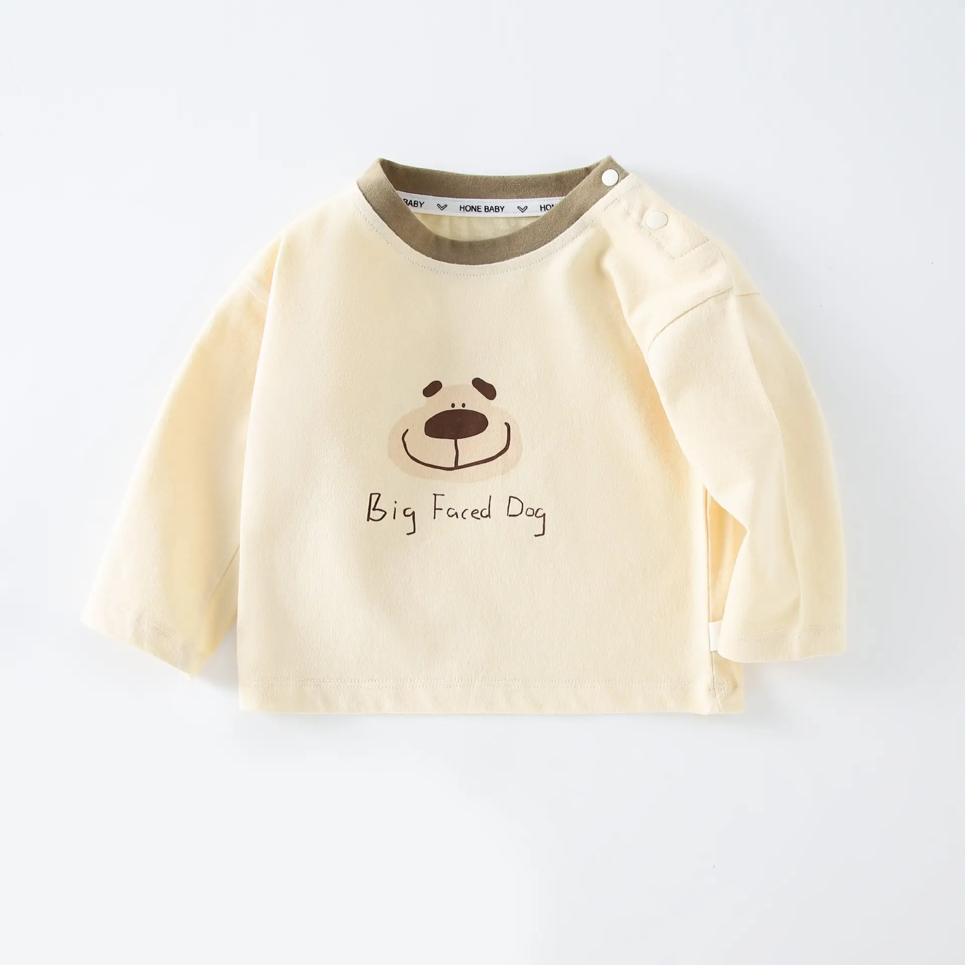 Cotton Long Sleeve Baby T-Shirt Yellow Bear Print - Image 2