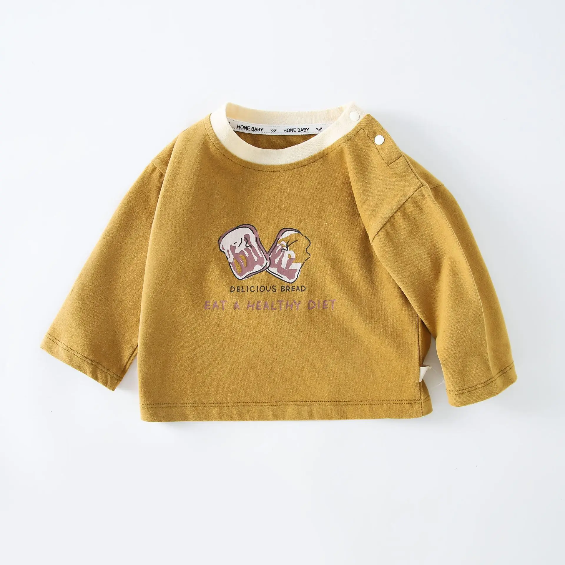 Cotton Long Sleeve Baby T-Shirt Yellow Bear Print - Image 4