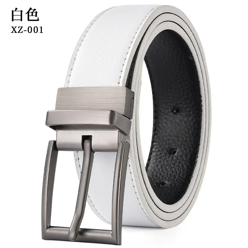 Men's Yellow Leather Belt with Silver Pin Buckle - Image 11