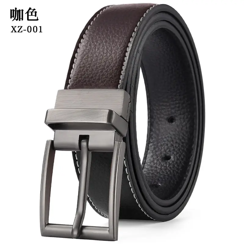 Men's Yellow Leather Belt with Silver Pin Buckle — feature 11
