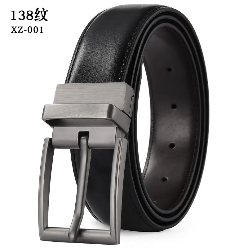 Men's Yellow Leather Belt with Silver Pin Buckle — feature 13