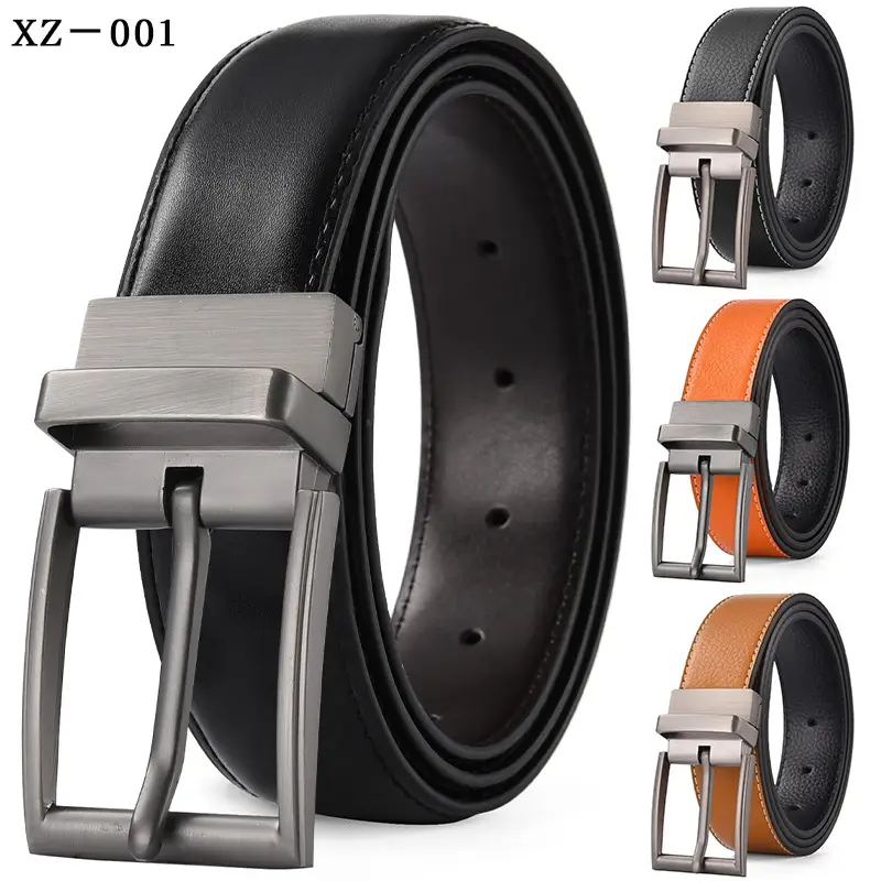 Men's Yellow Leather Belt with Silver Pin Buckle — feature 16