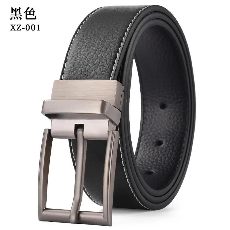 Men's Yellow Leather Belt with Silver Pin Buckle — feature 9