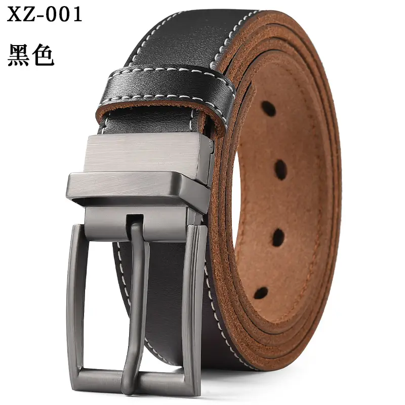 Men's Yellow Leather Belt with Silver Pin Buckle - Image 8
