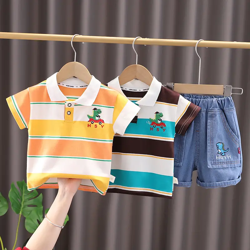 Cross-border Boys Summer T-Shirt Shorts Set 2025 - Image 3