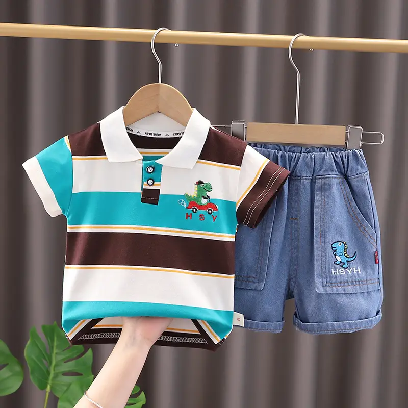 Cross-border Boys Summer T-Shirt Shorts Set 2025 - Image 2