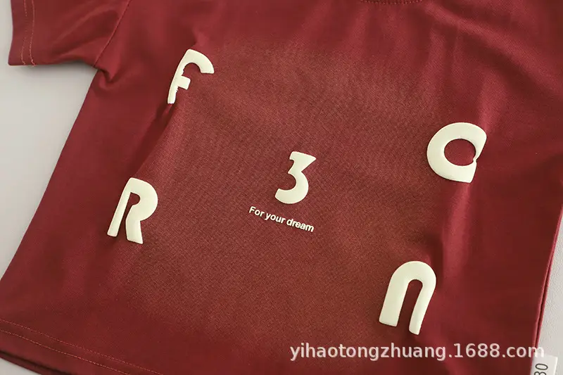 Kids Printed Letter T-Shirt Shorts Set Red Black Summer — feature 19