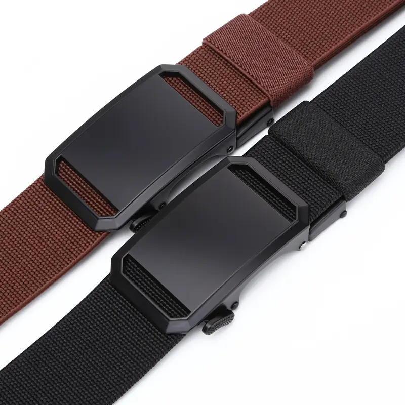 Men's Tactical Elastic Belt Black Gray Buckle