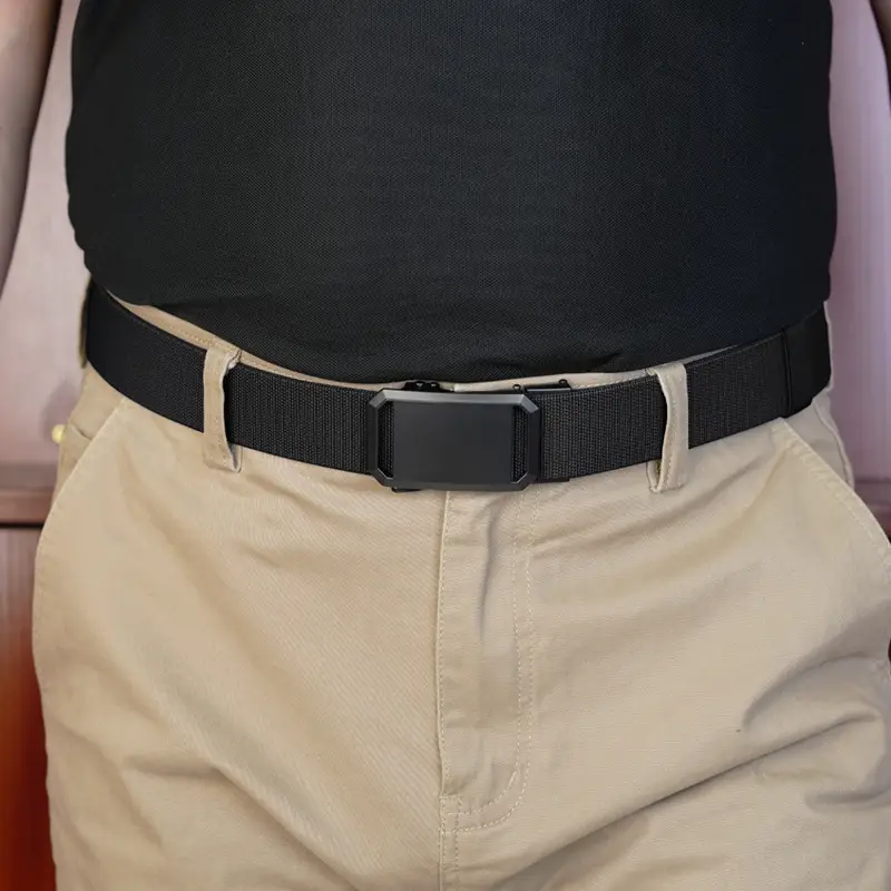 Men's Tactical Elastic Belt Black Gray Buckle