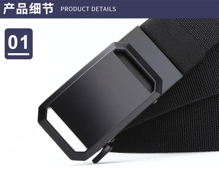 Men's Tactical Elastic Belt Black Gray Buckle — feature 10