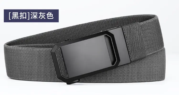 Men's Tactical Elastic Belt Black Gray Buckle — feature 20