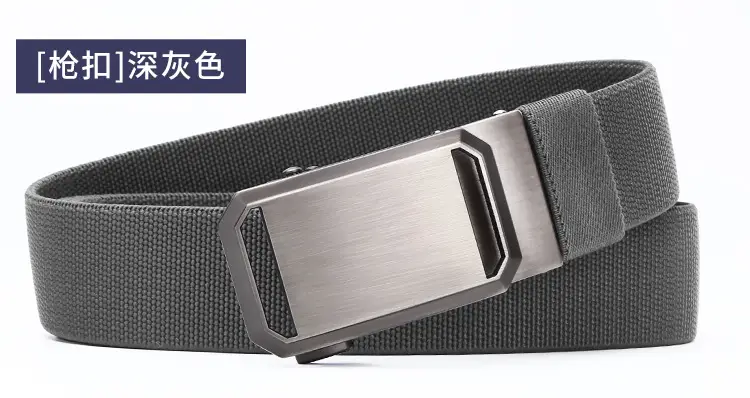 Men's Tactical Elastic Belt Black Gray Buckle — feature 26