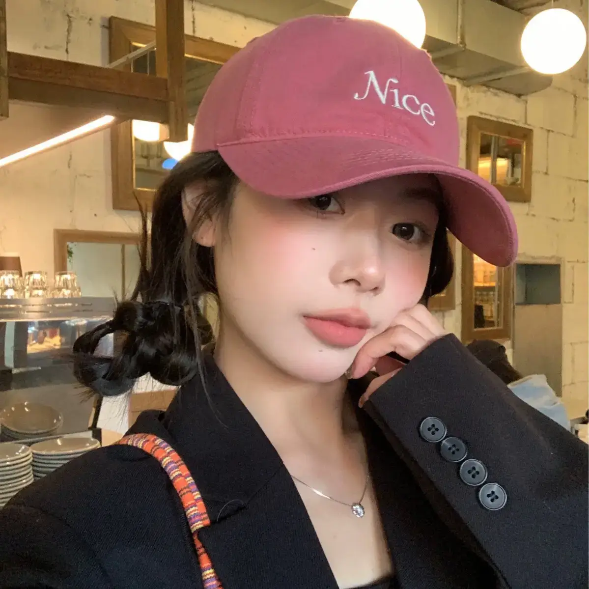 2026 Korean Style Letter Embroidery Cap Red Beige - Image 7