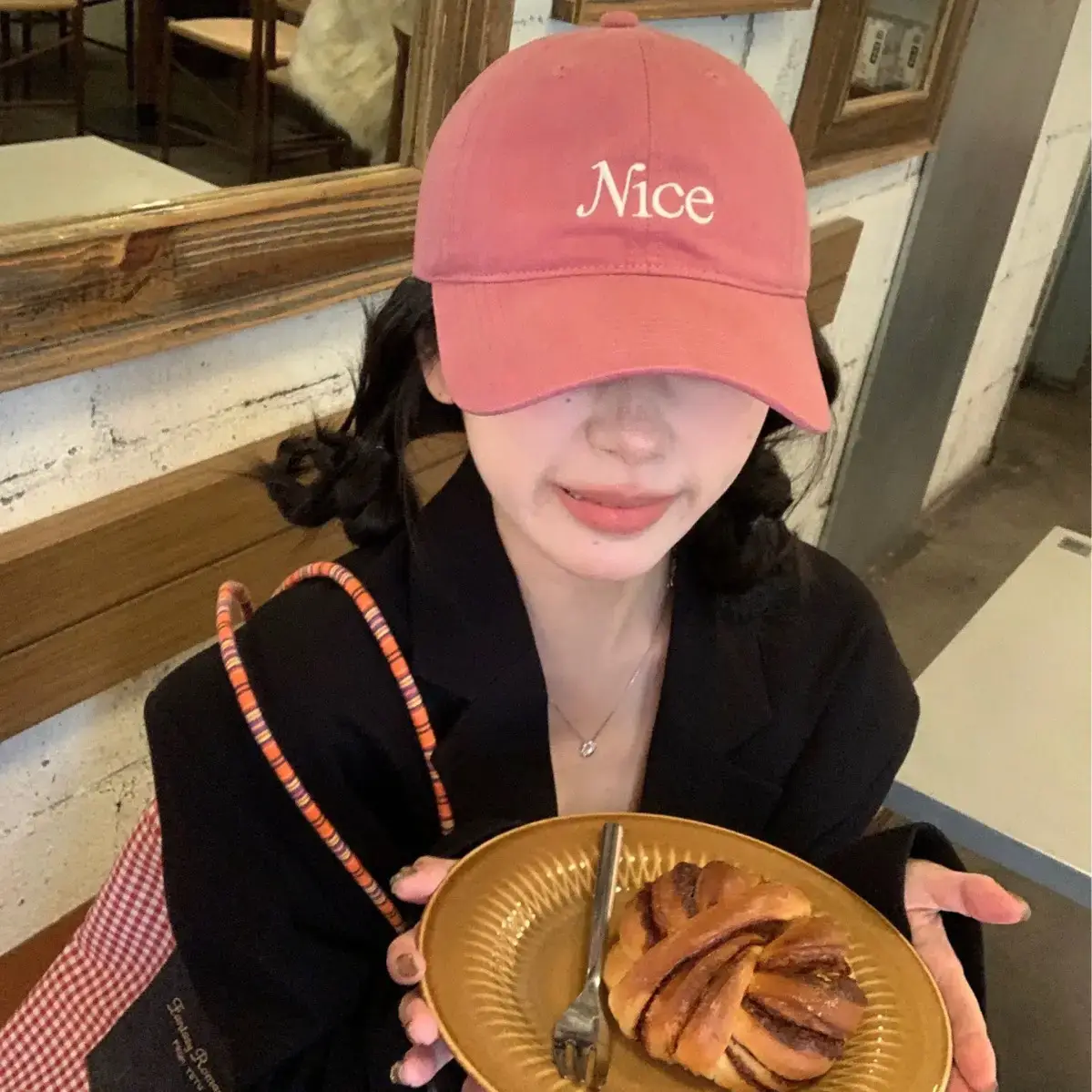 2026 Korean Style Letter Embroidery Cap Red Beige - Image 8