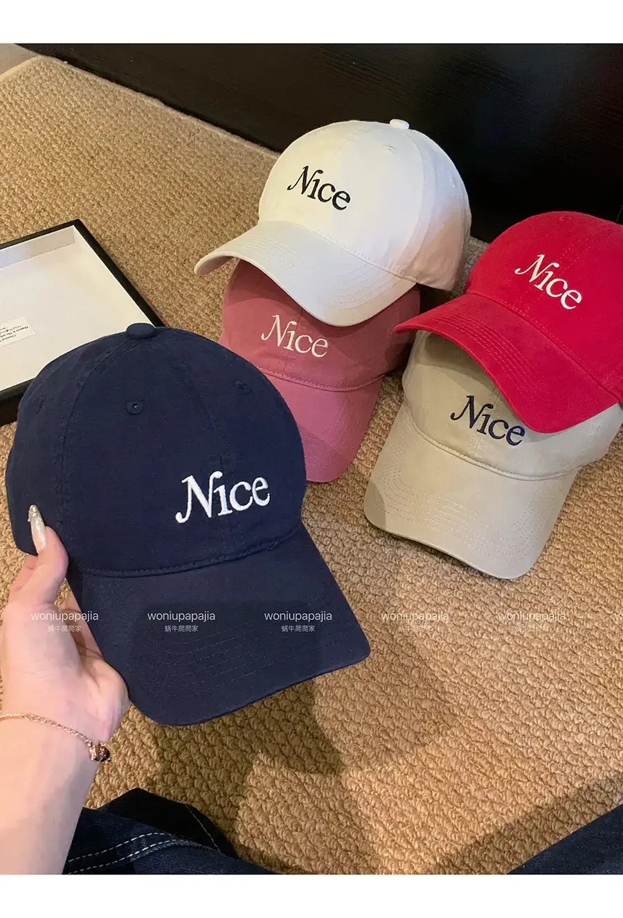 2026 Korean Style Letter Embroidery Cap Red Beige — feature 5