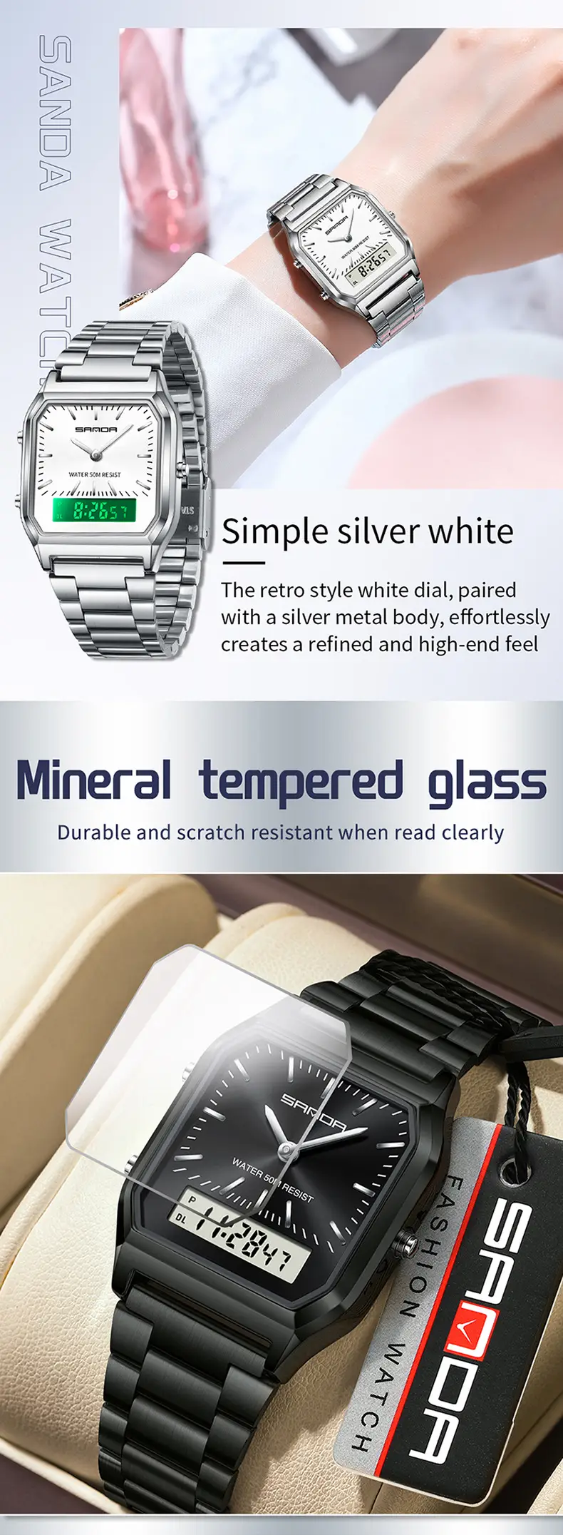 Sanda Stainless Steel Electronic Watch 32H12 — feature 34