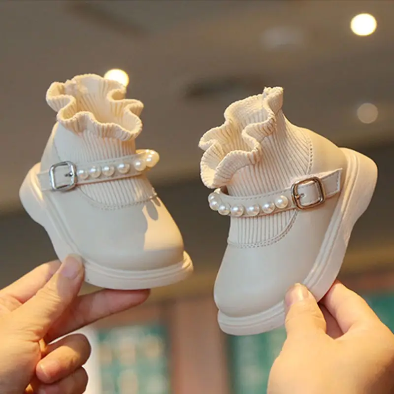 Children's Princess Boots Black Ruffled 1-3Yr