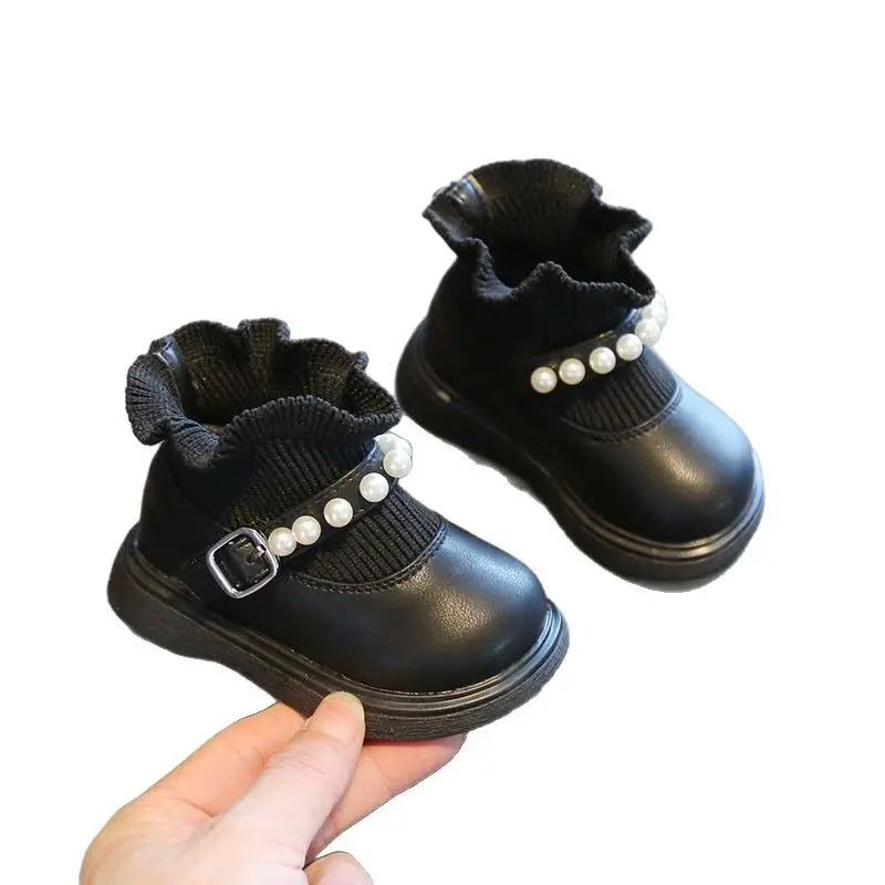 Children's Princess Boots Black Ruffled 1-3Yr