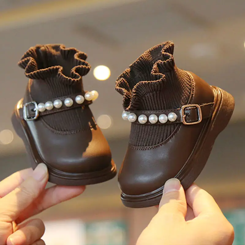 Children's Princess Boots Black Ruffled 1-3Yr