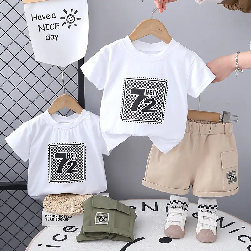 Kids Crossbody Set White Green 2-Piece Summer T-Shirt Shorts Korean Style — feature 5