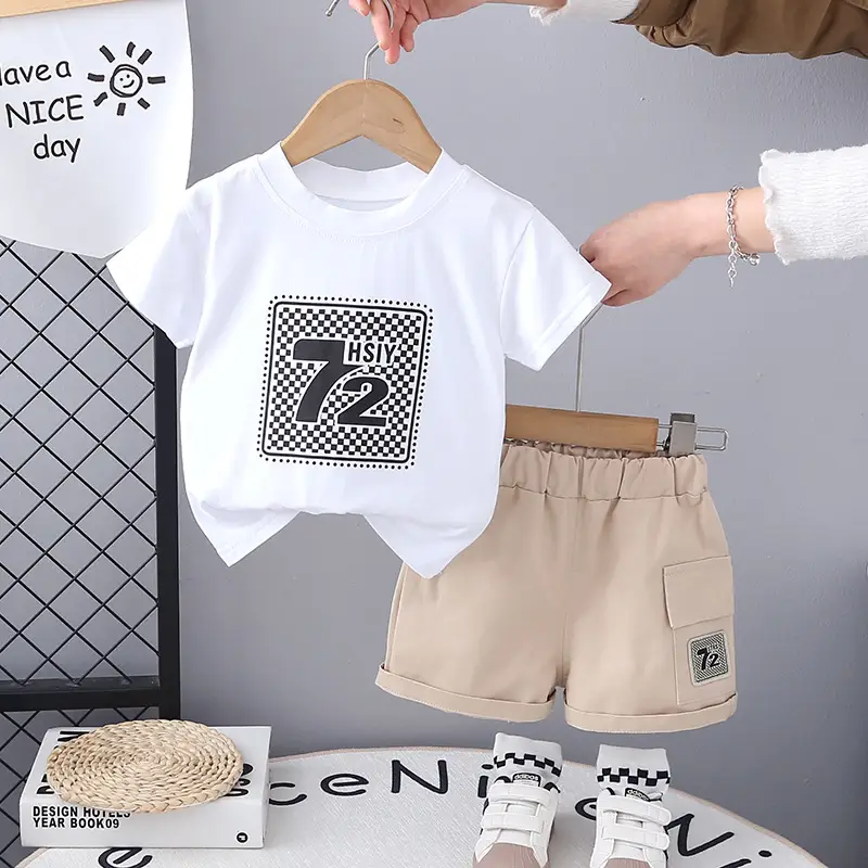 Kids Crossbody Set White Green 2-Piece Summer T-Shirt Shorts Korean Style — feature 7